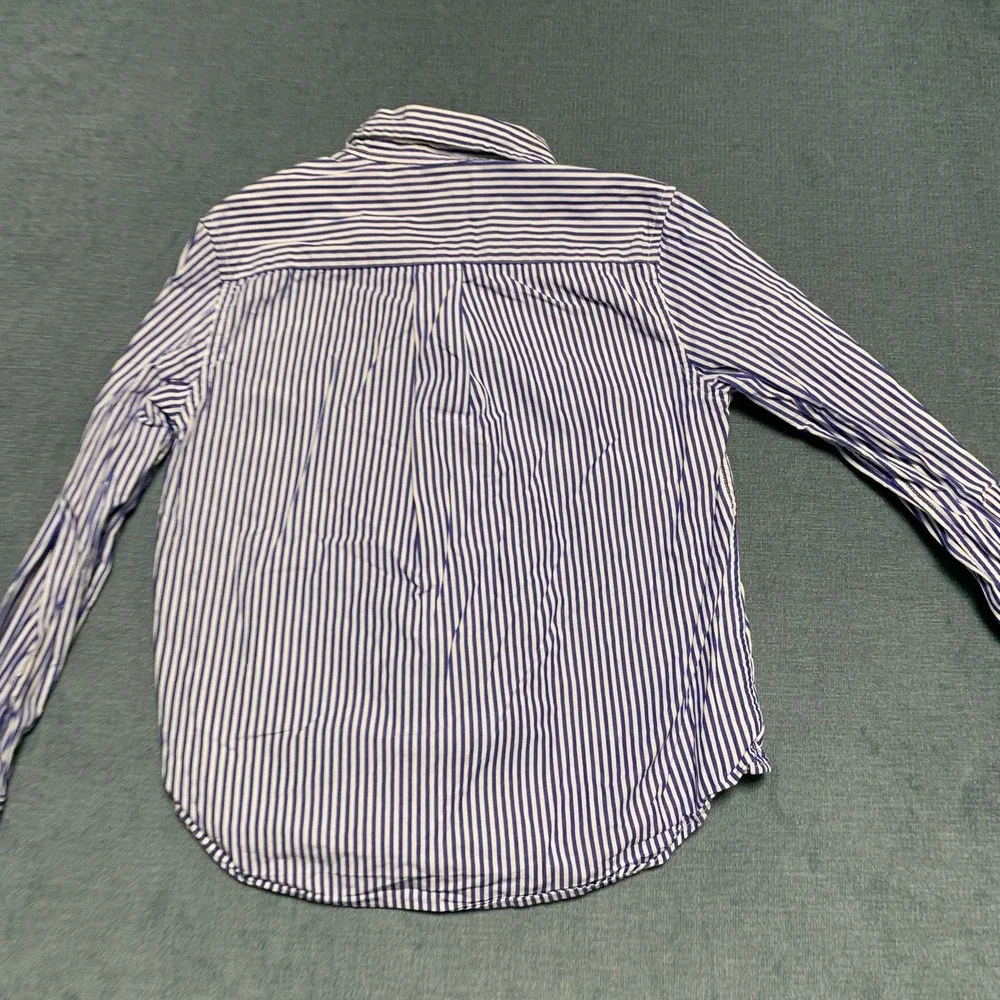 Ralph Lauren Shirt Boys 6 Blue White Striped Long Sleeve Classic Button Down